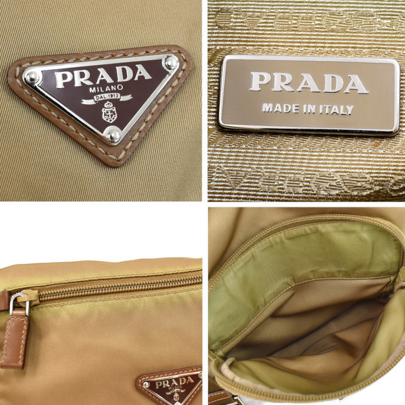 Prada Crossbody Shoulder Bag Nylon Leather Brown - Picture 9 of 9